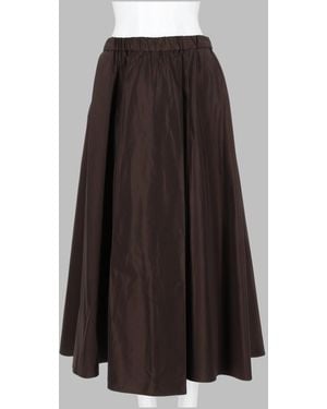 Aspesi Flowing A-Line Midi Skirt With Gathered Waistband - Brown