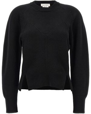 McQueen Maglione Con Corsetto Chevron - Nero