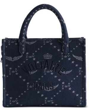 Zadig & Voltaire Angel Tote Xs Denim Monogram - Blue