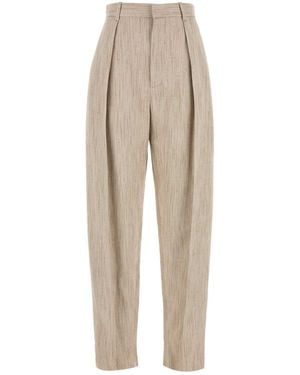 Bottega Veneta Melange Viscosa Blend Pant - Natural