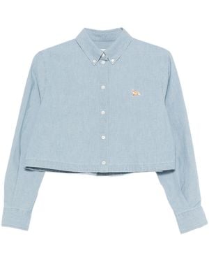 Maison Kitsuné Baby Fox Cropped Shirt - Blue