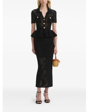 Self-Portrait Dress Midi Dress With Bow - Black