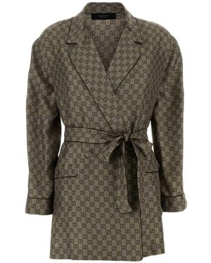 Gucci Gg Silk Shirt Jacket - Green