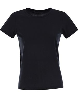 Majestic Crew-Neck Short-Sleeved Cotton T-Shirt - Black