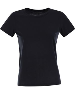 Majestic Crew-Neck Short-Sleeved Cotton T-Shirt - Black