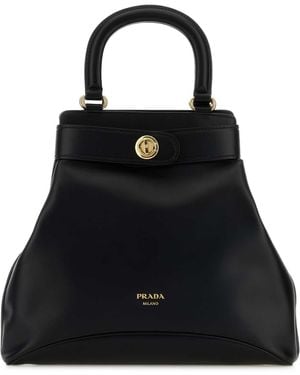 Prada Leather Medium Rada Carey Handbag - Black
