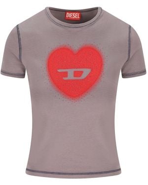 DIESEL Heart Cotton T-Shirt - Pink