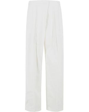 Jil Sander Milk Cotton And Silk Pants - White