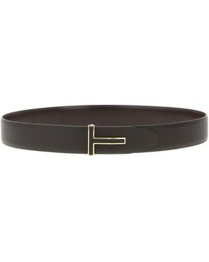 Tom Ford 't' reversibler Gürtel - Weiß