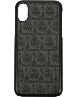 Ferragamo Porta Iphone Iphone X Uomo Tessuto Nero/Grigio - Black