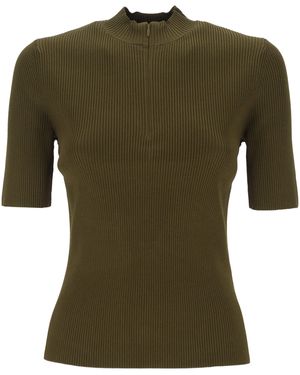Tory Burch Geripptes T-Shirt - Grün