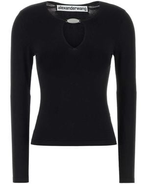 Alexander Wang Black Stretch Viscose Blend T-shirt