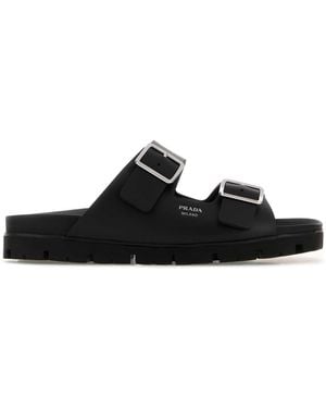 Prada Leather Slippers - Black