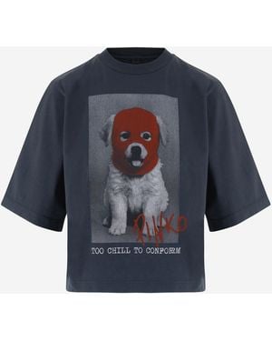 Pinko Cotton T Shirt With Logo Print - Blue