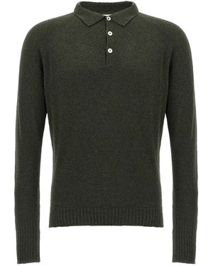 Ma'ry'ya Bouclé Katoenen Poloshirt - Groen