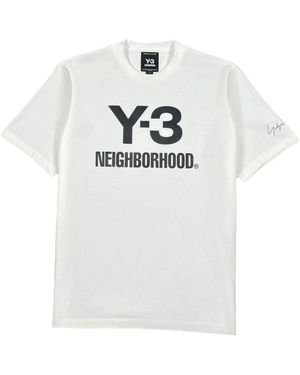 Y-3 X NBHD Logo Baumwoll-T-Shirt - Weiß