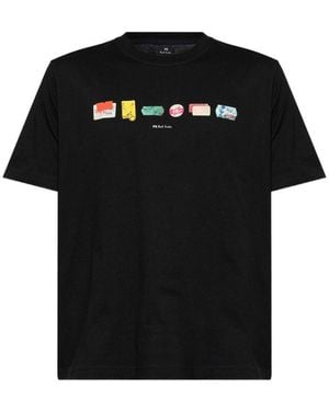Paul Smith In A Row Baumwoll-T-Shirt - Schwarz