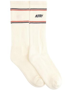 Autry X Maison Kitsune Socks With Logo - White