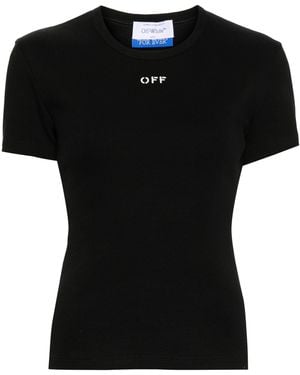 Off-White c/o Virgil Abloh Off Stamp Ribbed-Knit Top - Black