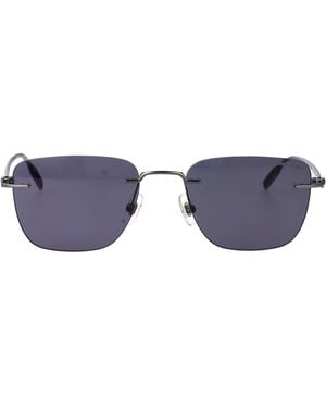 Montblanc Ruthenium-Ruthenium- Metal Sunglasses - Blue