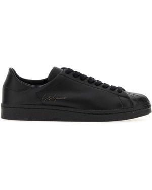 Y-3 Leather Trainer With Rubber Sole - Black