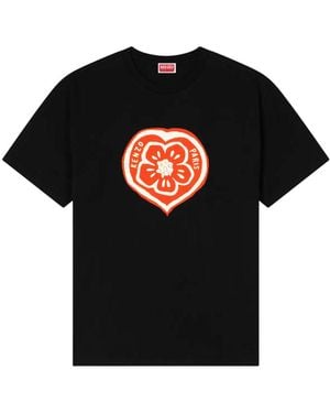 KENZO Losvallend Katoenen T-shirt " Boke Heart" - Roze