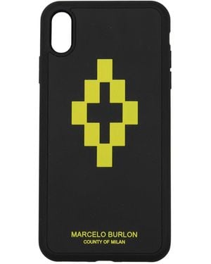Marcelo Burlon Porta Iphone Iphone Xs Max Uomo Policarbonato Nero/Giallo - Black