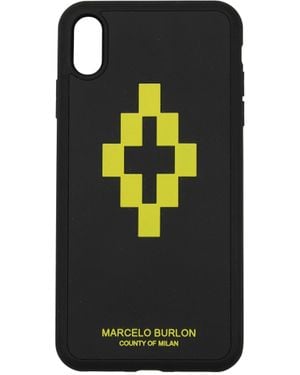 Marcelo Burlon Porta Iphone Iphone Xs Max Uomo Policarbonato Nero/Giallo - Black