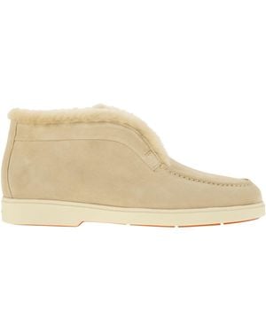Santoni Suede And Fur Desert Boot - Natural