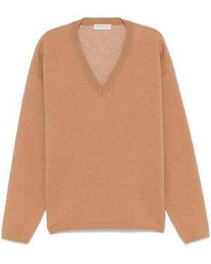 Paura Onelia V Neck Sweater - Natural