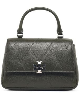 Tory Burch Grüne Lear-Tasche "Charlie Top Handle" von - Schwarz