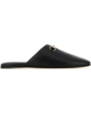 Gucci Nappa Leather Slippers - Black