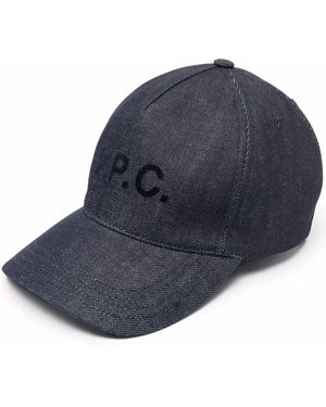 A.P.C. Baseballkappe Mit Logo-Print - Blau