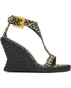 Balmain Anthem Wedge-Espadrilles - Mettallic