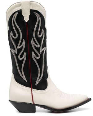 Sonora Boots Bestickte Wildleder Western Stiefel - Schwarz