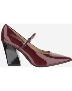 Pinko Pointed Toe Shiny Leather Pumps - Purple