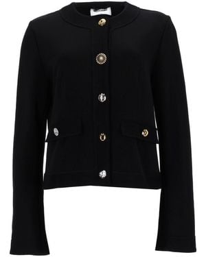 Moschino Solid Round Neck Cardigan - Black