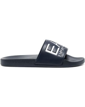 EA7 Pantoletten mit Logo - Blau