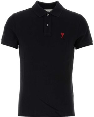 Ami Paris Piquet Polo Shirt - Black