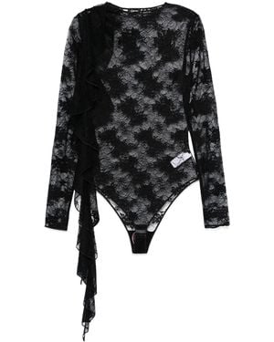 Oséree Volant Bodysuit - Black
