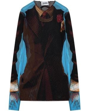 Jean Paul Gaultier Printed Round Neck Top - Black