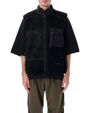 and wander Mix Boa Patchwork Vest - Schwarz