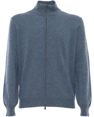 Kangra Cashmere Knitted Jacket Wool Cashmere Heavy - Blue