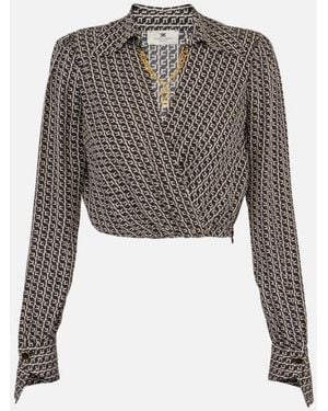 Elisabetta Franchi Geometrische Printshirt - Grijs