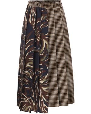 Weekend by Maxmara Fanale Pied De Poule Wool Pleated Skirt - Red