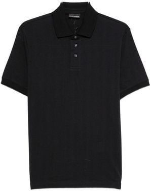 Emporio Armani Logo Cotton Polo Shirt - Black