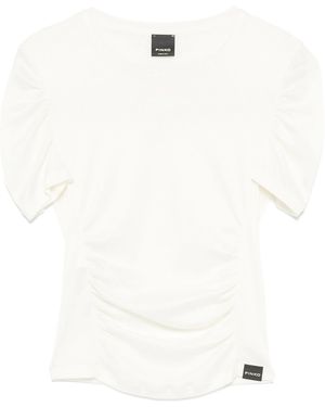 Pinko Martello T-Shirt mit gerafften Details - Weiß