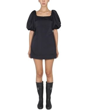 Patou Square Neck Mini Dress - Black