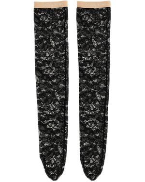 Valentino Garavani Leg Pizzo Rebordè Socks Black