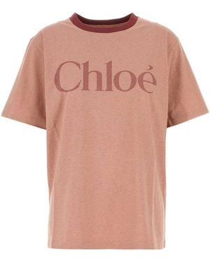 Chloé Melange Dark Cotton T-Shirt - Pink